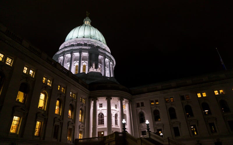 The Wisconsin State Capitol where late night debate is taking place over contentious legislation December 4, 2018 in Madison, Wisconsin. 