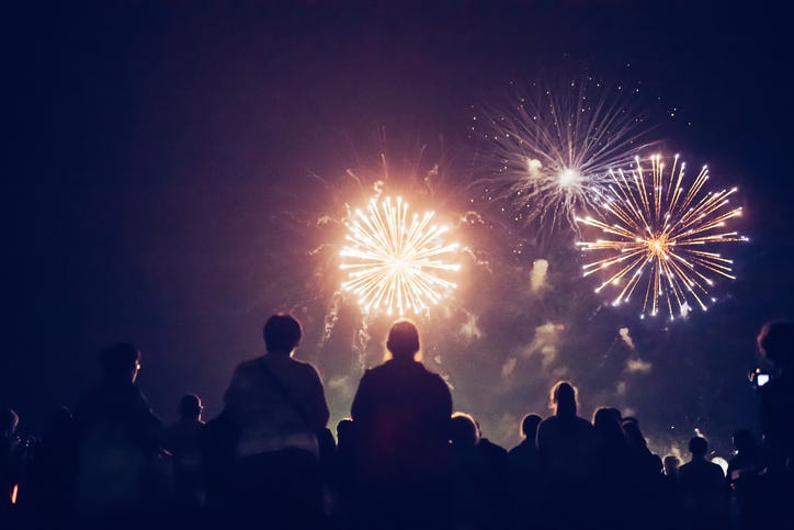 People watching fireworks show