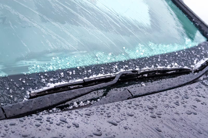 Snow on a windshield