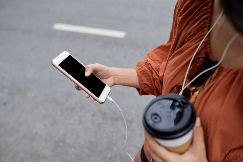 Woman looking at cell phone