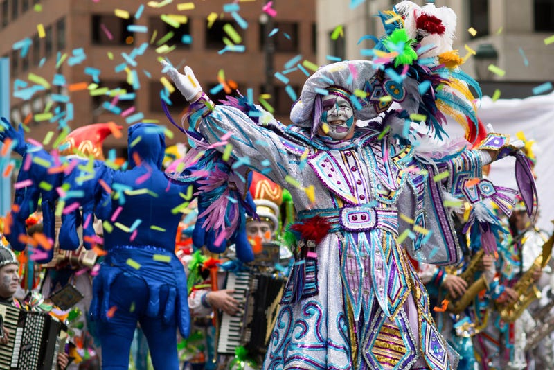Members of the Pennsport String Band perform at the Philadelphia Mummers Parade.