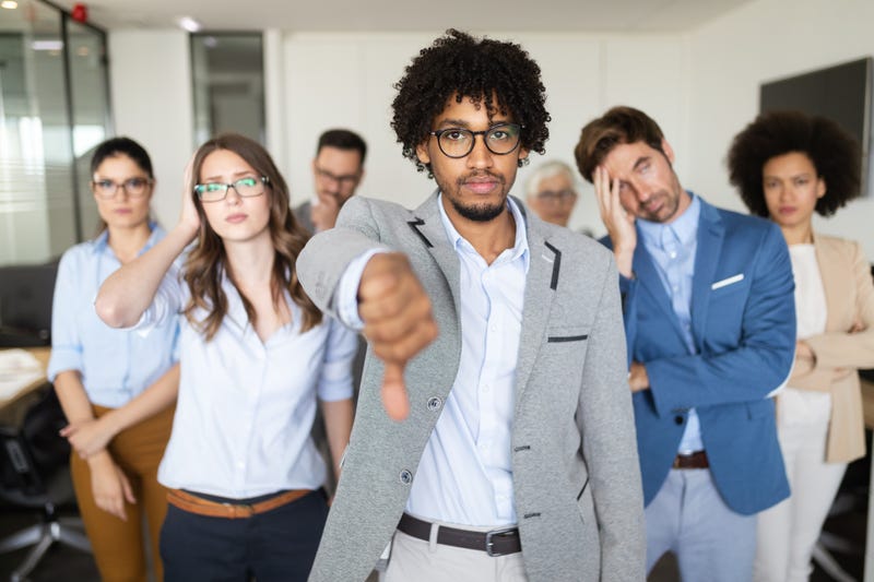 Group of unhappy people