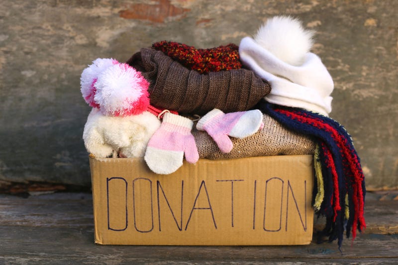 Donation box with warm winter clothes