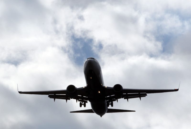 A scenic view of aircraft flying overhead photographed on November 29, 2010 in Raleigh, North Carolina.