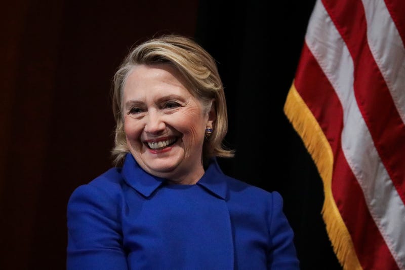 Former Secretary of State Hillary Clinton looks on during an event to discuss reproductive rights at Barnard College in January 2019
