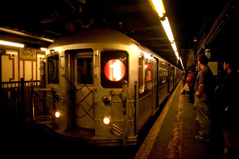 The 1 train arriving at the 96th Street station on Manhattan's Upper West Side.