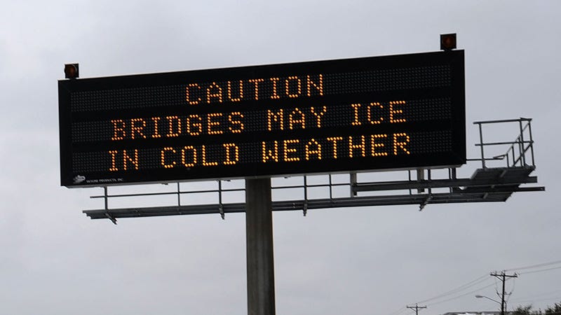 Caution sign on highway