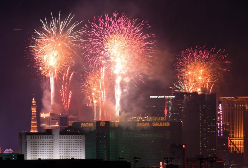 Fireworks shoot over the Las Vegas Strip on New Year's Eve, 2019