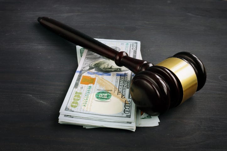 Gavel and bail money. 