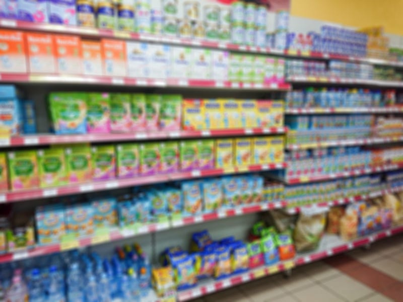 Baby food shelves.