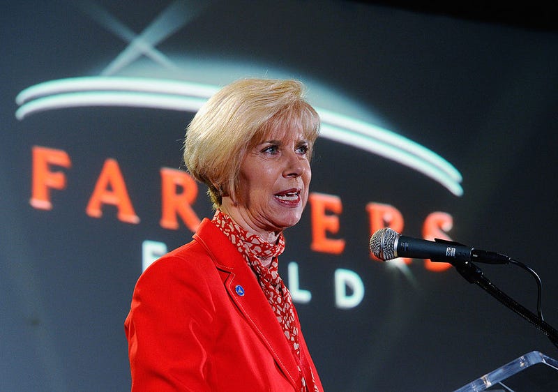 Los Angeles Councilwoman Janice Hahn speaks during news conference for the naming rights of the new downtown Los Angeles football stadium and event center named Farmers Field at Los Angeles Convention Center on February 1, 2011 in Los Angeles, California.