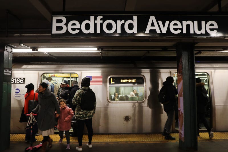 Photo of the platform of the Bedford Avenue station along the L line in Brooklyn