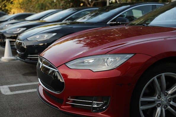 A Tesla vehicle is seen at a dealership on January 03, 2019 in Miami, Florida.