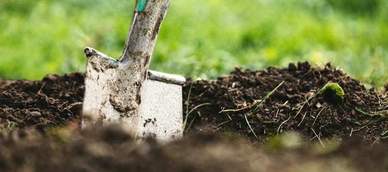 Spade in dirt