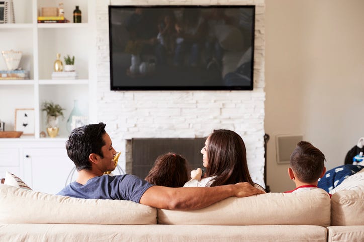 family watching tv