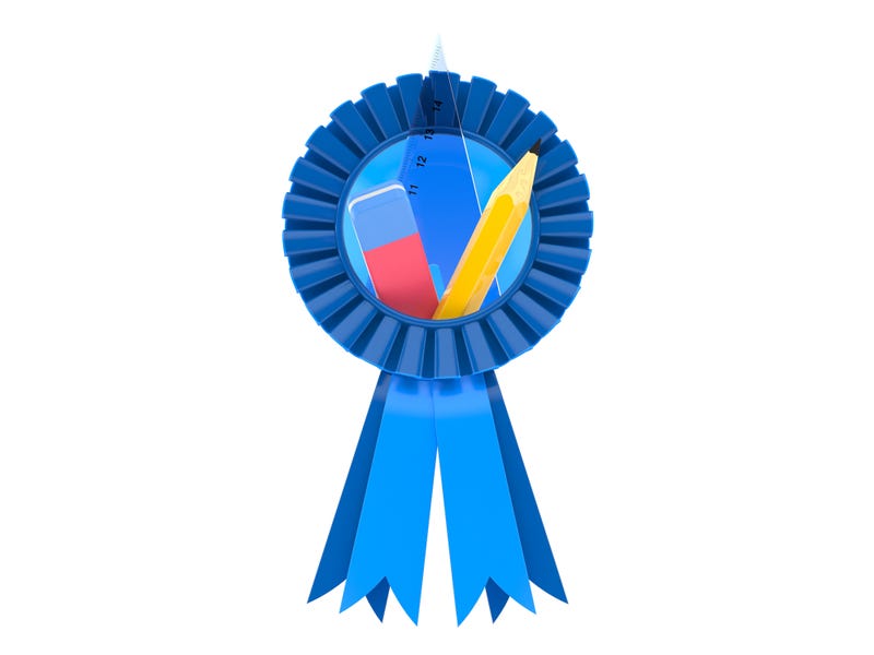 A scholastic blue ribbon