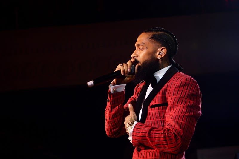 Nipsey Hussle performs onstage at the Warner Music Pre-Grammy Party at the NoMad Hotel on February 7, 2019 in Los Angeles, California.