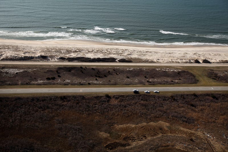 An aerial view of the area near Gilgo Beach and Ocean Parkway amid a police search on April 15, 2011