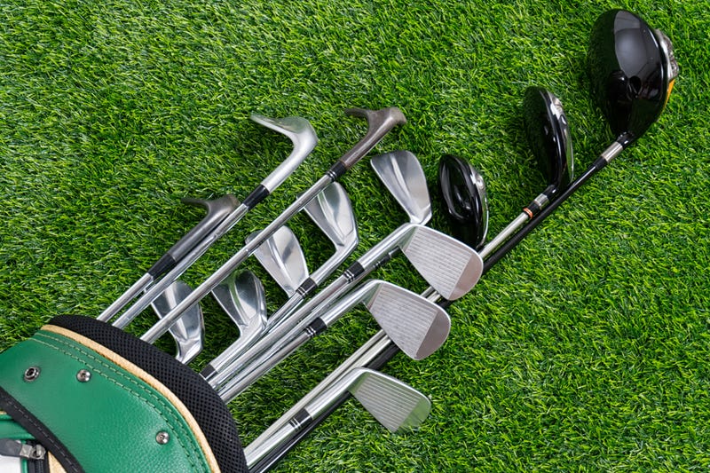Golf clubs knocked over.