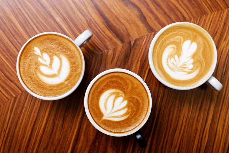 Three cups of coffee stock photo. 