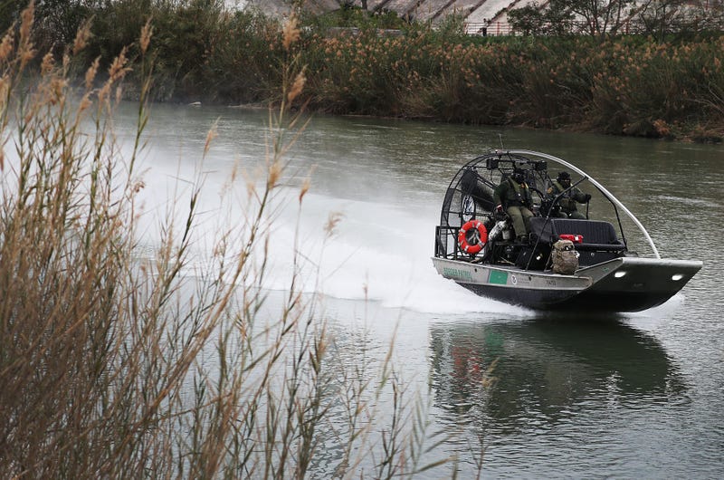 Border Patrol agents patrol the Rio Grande which is the U.S./Mexico border on February 08, 2019 in Eagle Pass, Texas.