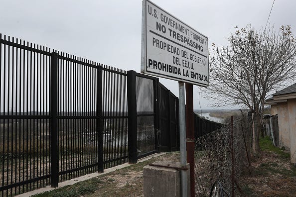 Border wall between the US and Mexico