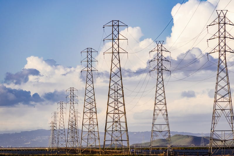electric power lines and transmission towers