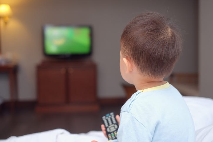 Child watching animated show