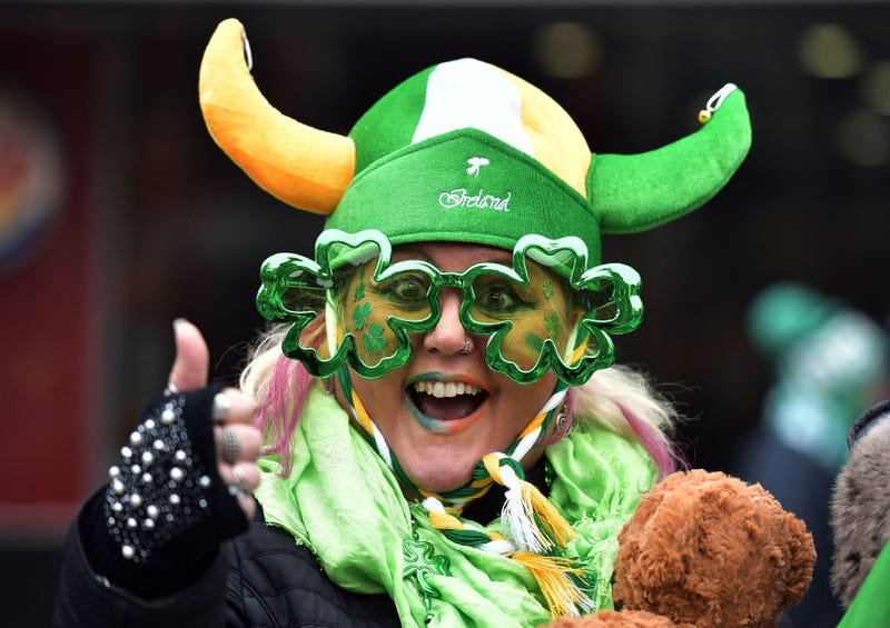 DUBLIN, IRELAND - MARCH 17: Revellers attend the Saint Patrick's Day parade on March 17, 2019 in Dublin, Ireland. Saint Patrick, the patron saint of Ireland is celebrated around the world on St. Patrick's Day. According to legend Saint Patrick used the three-leaved shamrock to explain the Holy Trinity to Irish pagans in the 5th-century after becoming a Christian missionary. (Photo by Charles McQuillan/Getty Images)