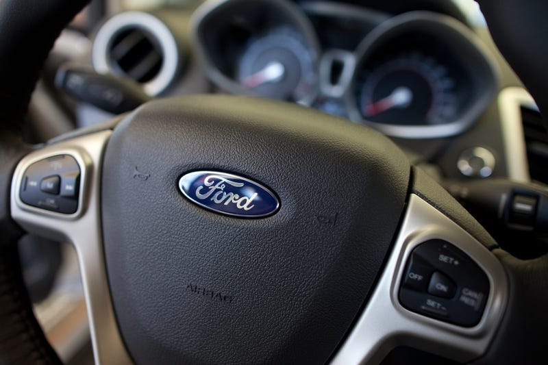 COLMA, CA - APRIL 26: The Ford Motor Co logo is seen on the sterring wheel of a Ford Fiesta at the Serramonte Ford dealership on April 26, 2011 in Colma, California. Benefiting from strong demand for smaller cars and pickups Ford Motor Co. beat out Wall Street's estimates by reporting its best first quarter earnings since 1998 with a reported earnings of 2.6 billion dollars.