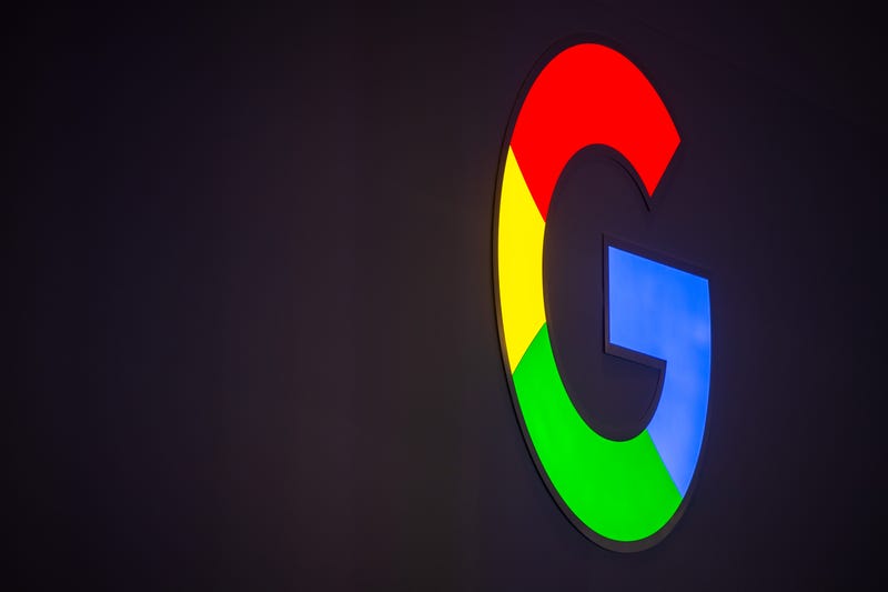 A logo sits illuminated outside the Google booth on day 2 of the GSMA Mobile World Congress 2019 on February 26, 2019 in Barcelona, Spain