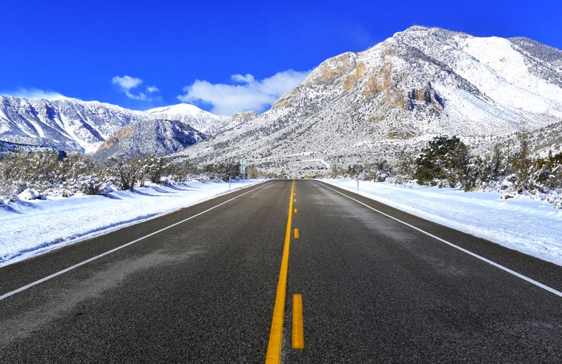 Snow covered alpine terrain in the Mount Charleston region