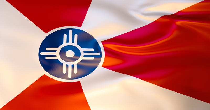 Wichita flag in the wind. 3D illustration