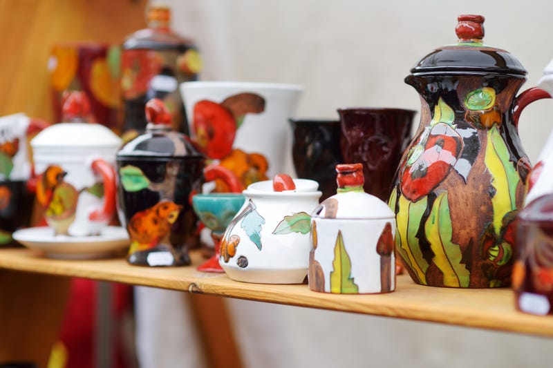 Pottery on display at an arts festival