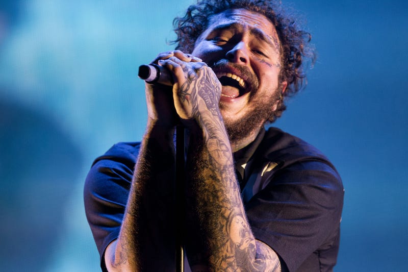 Post Malone performs during the first day of Lollapalooza Buenos Aires 2018 at Hipodromo de San Isidro on March 29, 2019 in Buenos Aires, Argentina.