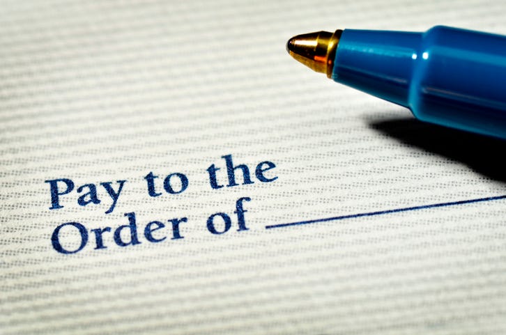 pay to the order check