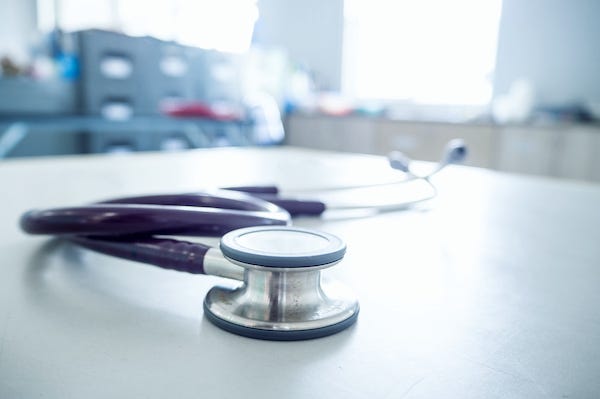 Stethoscope on the table in check up room