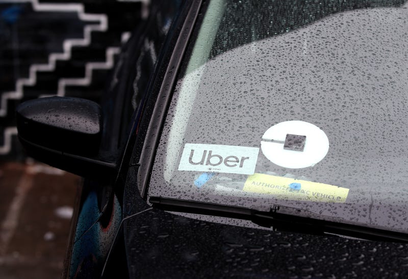 The Uber logo is displayed on a car on March 22, 2019 in San Francisco, California.