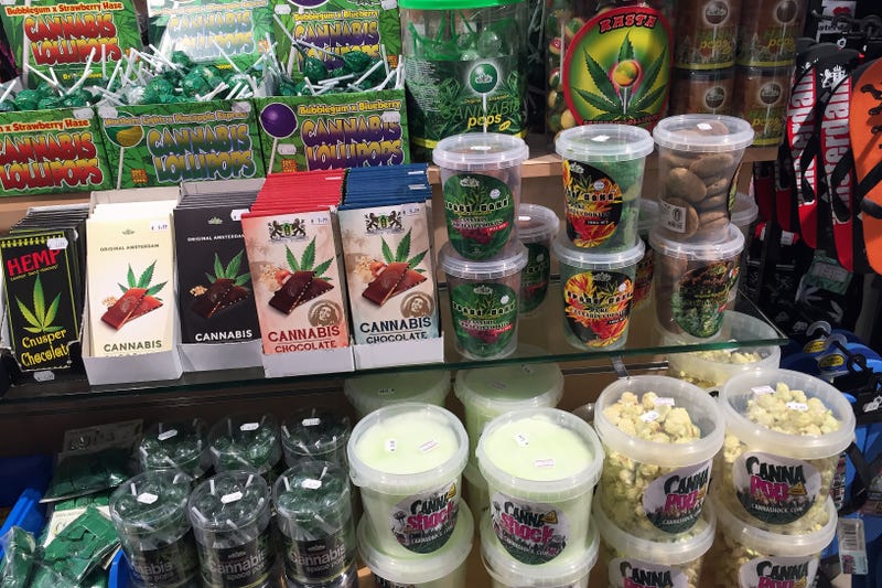 Consumable hemp products for sale in a shop in Amsterdam, NL