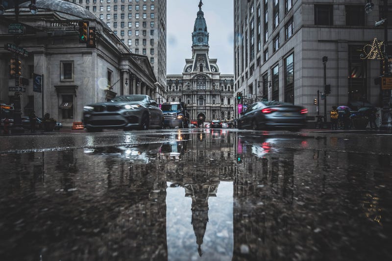 Rain on Broad Street in Center City.