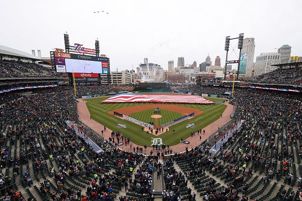 Comerica Park is the home of the Tigers.