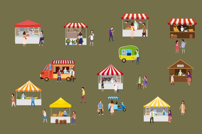 Images of vendors in a graphic