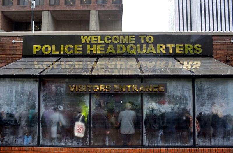 Visitors line up at NYPD headquarters