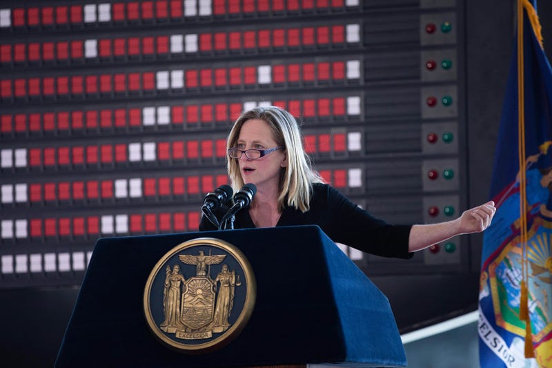 Queens Borough President Melinda Katz speaks during the ribbon-cutting ceremony in 2019. 
