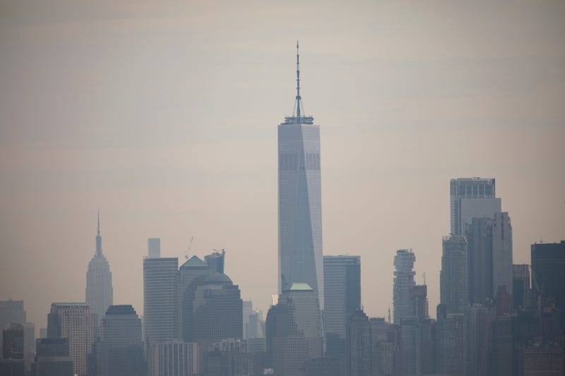 Haze covers lower Manhattan skyline seen from Staten Island on May 17, 2019 in New York City. According to an annual report issued by the American Lung Association released earlier this week, the New York metro area had the 10th worst air quality in the nation in terms of elevated levels of lung-damaging ozone pollution between 2015-2017.