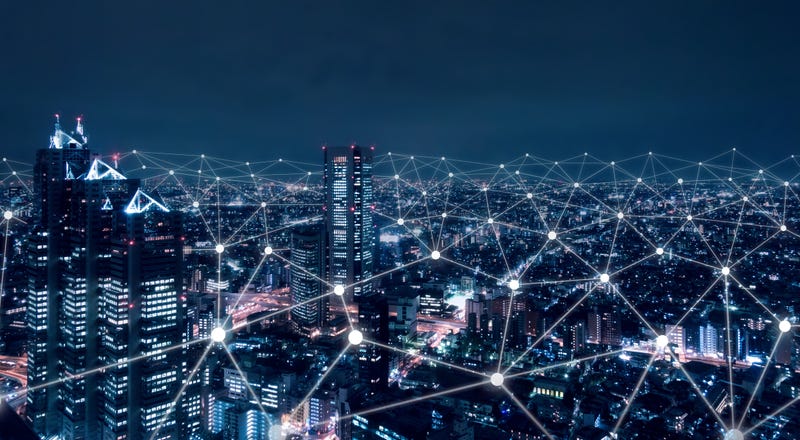 Lights and Telecommunication network above city