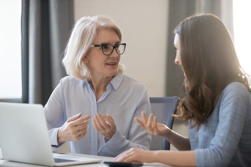 A senior woman at work.