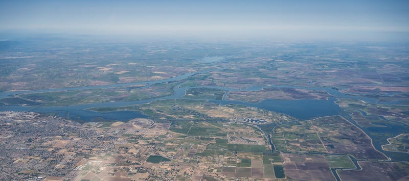 An aerial view of the Sacramento River Delta.