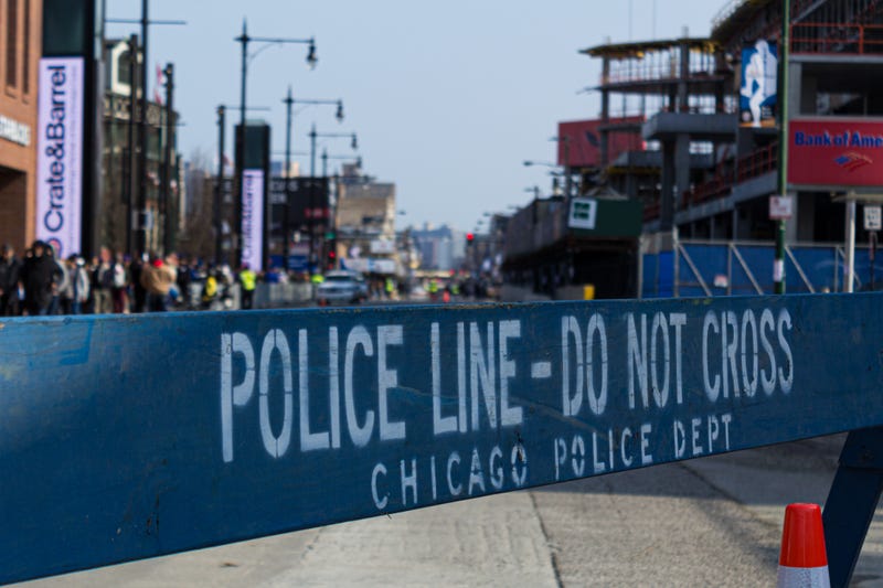 A Chicago police barricade