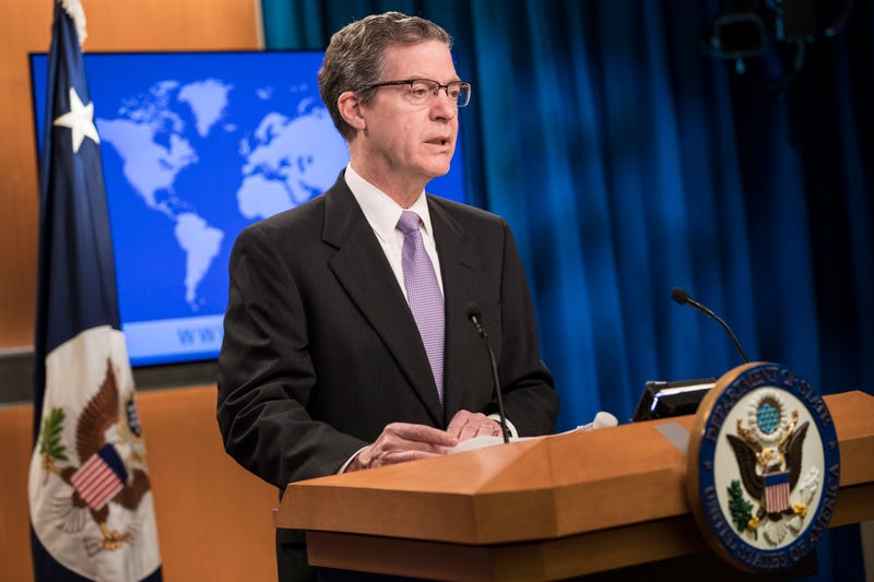 Sam Brownback, delivers remarks following a briefing from U.S. Secretary of State Mike Pompeo on the 2018 International Religious Freedom Annual Report at the State Department on June 21, 2019 in Washington, DC. 